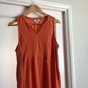 Sleeveless Orange V-Neck Textured Women's Top